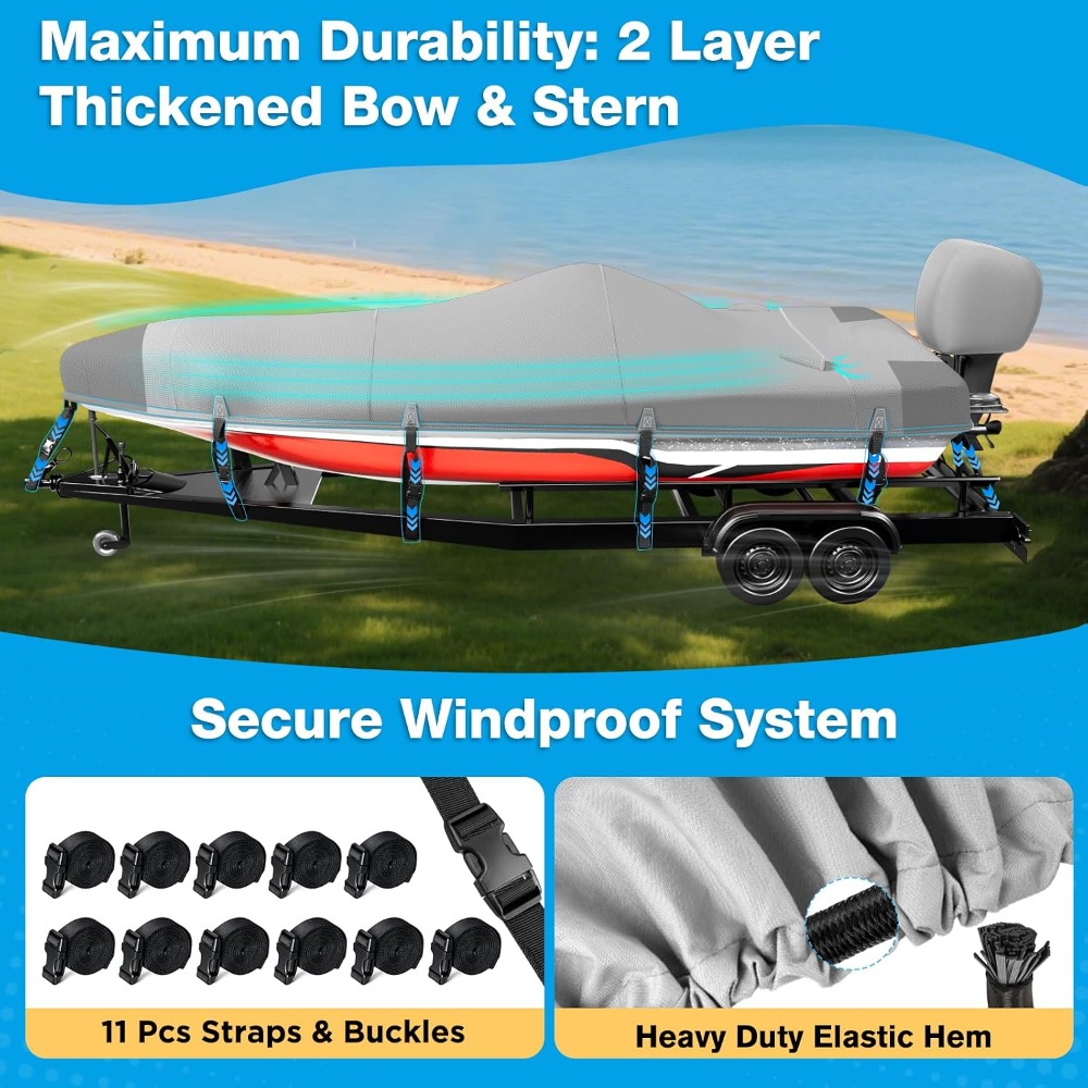 Boat Cover 20-22ft, 1200D Wate - Fishing Boat Trailer ulasan dan harga