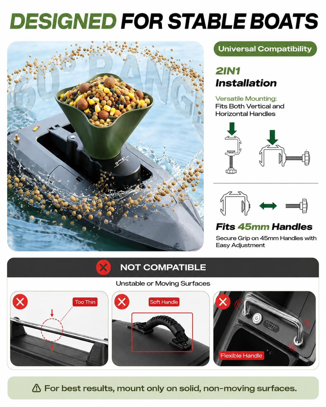 360° Rotating Bait Dispenser & - Fishing Boat Anchor Winch ulasan dan harga