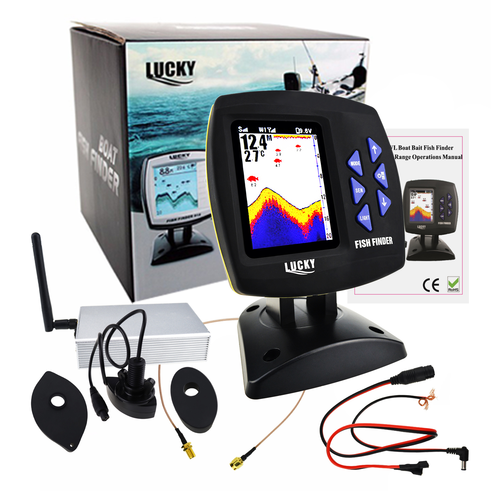 LUCKY Fishfinder 300m/ 980ft F - Fishing Boat Depth Finder ulasan dan harga