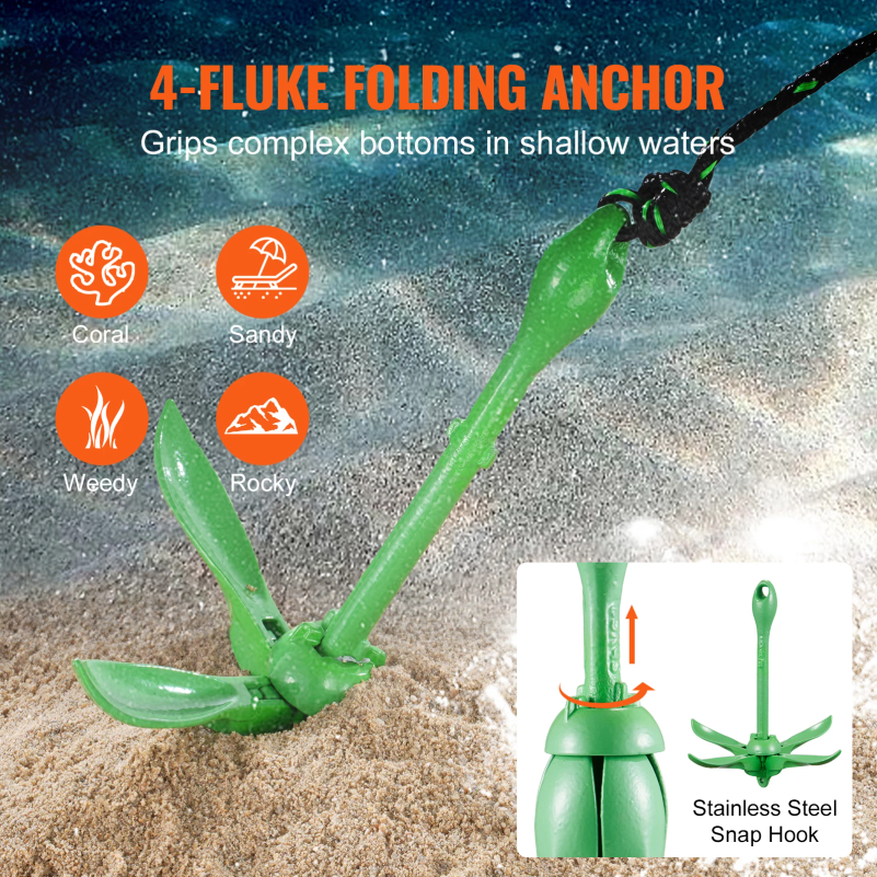 Kayak Anchor Kit 3.5 lb Paddle - Fishing Boat Anchor ulasan dan harga