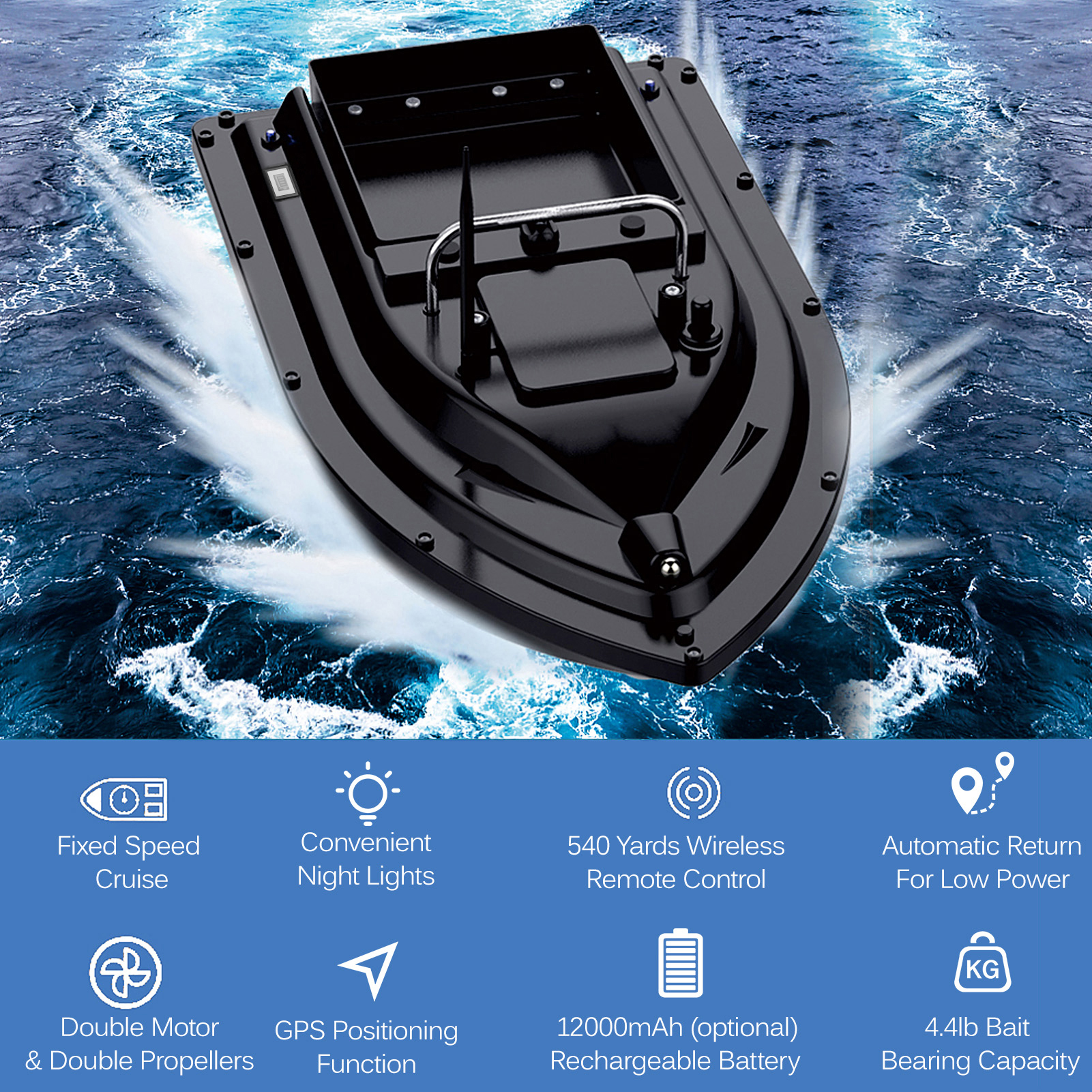 D16E GPS Fishing Bait Boat wit - Fishing Boat Gps ulasan dan harga